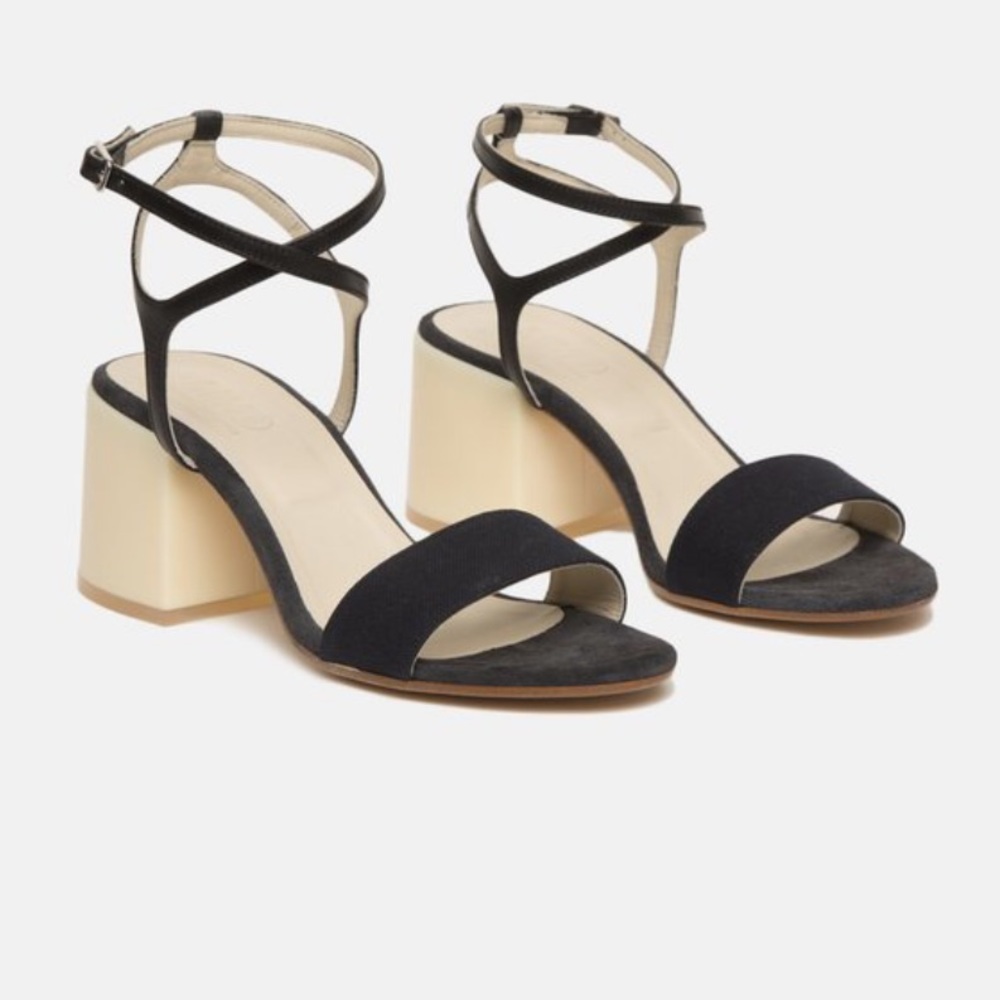 Mm6 calfskin and canvas sandals, NWT, sz 38